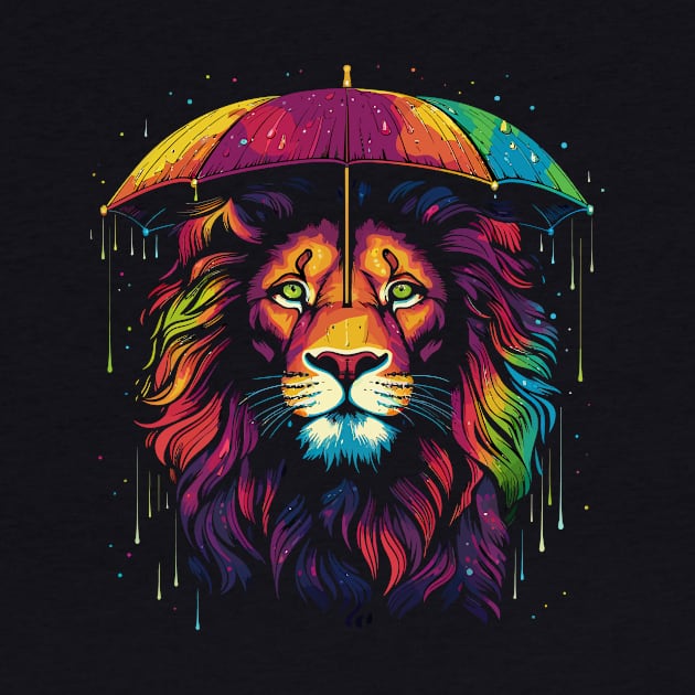 Lion Rainy Day With Umbrella by JH Mart